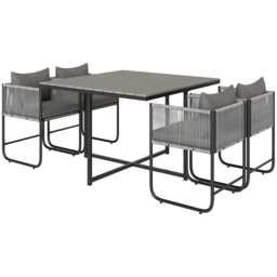Outsunny Rattan Dining Set, Rattan Cube Dining Sets w/ Space-saving Design