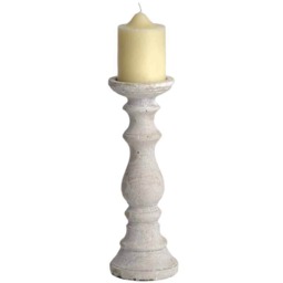 Medium Candle Holder - Stone - L11 x W11 x H30 cm - Cream White