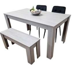 Dining Table and 2 Chairs With Bench Grey 2 Black Velvet Chairs Wood Dining Set Furniture