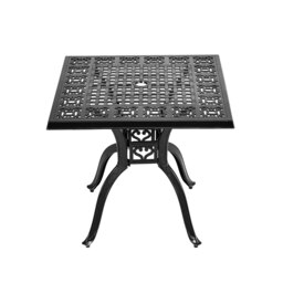 Living and Home Cast Aluminum Square Outdoor Dining Table, Black, 80 cm Black