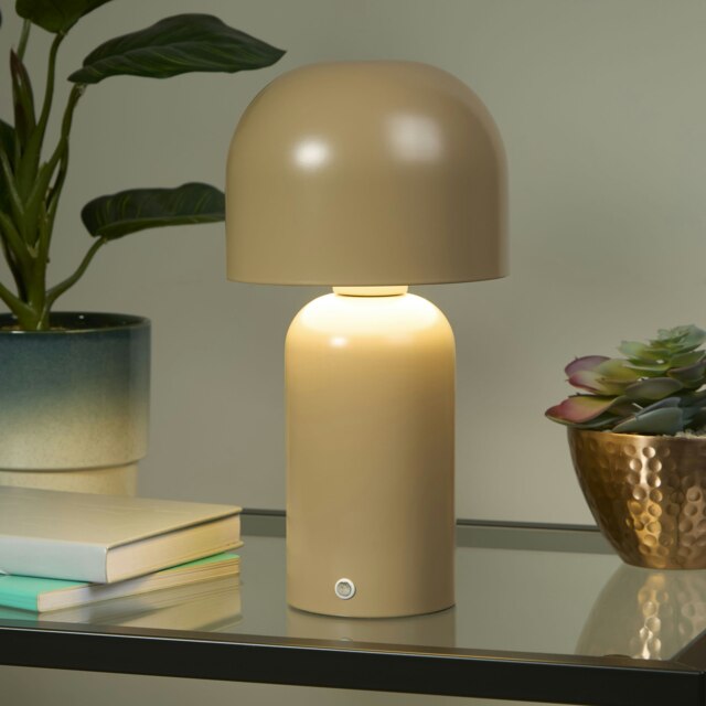 Portable LED Mushroom Table Lamp Olive Brown
