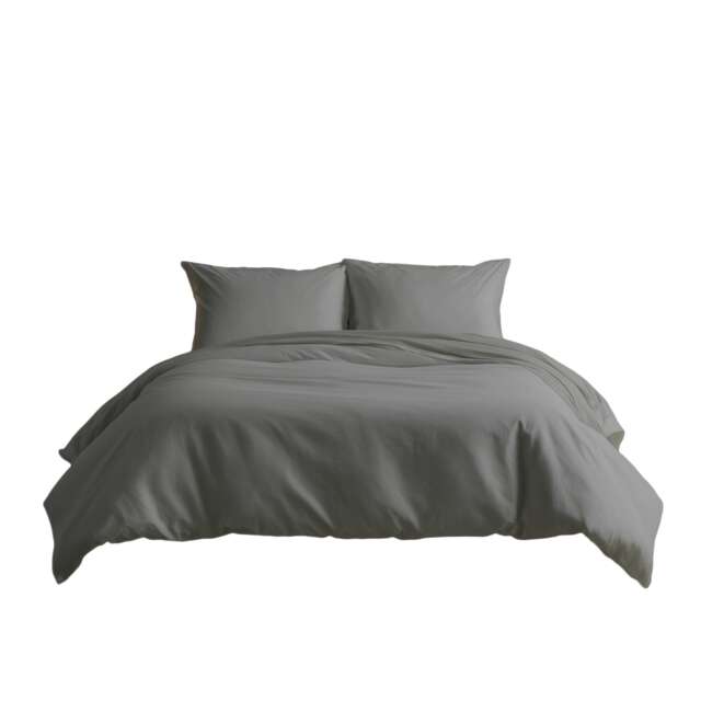Luxury 200TC Duvet Cover And Pillowcase/s Set Bed Linen Grey Grey Double