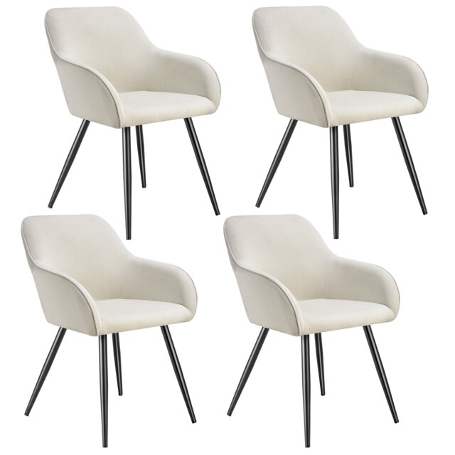 Dining Chair Marilyn - corduroy look, upholstered, armchair, continuous backrest Cream cream/black 4