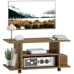 HOMCOM Modern TV Cabinet Stand Storage Shelves Table Mobile Bedroom Furniture Bookshelf Bookcase Walnut