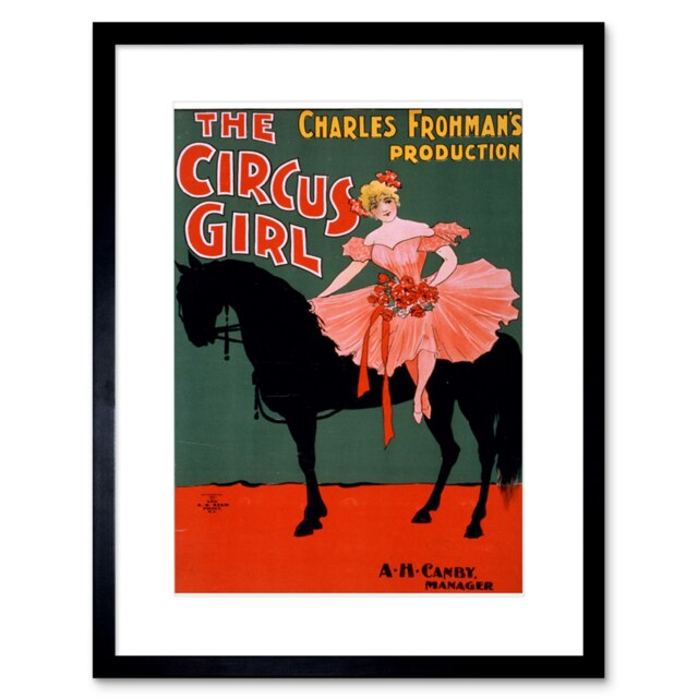 "Vaudeville France Circus Girl Vintage Advert 9x7"" Black Framed Wall Art Print"
