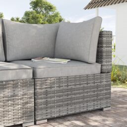 Outsunny Rattan Corner Sofa Garden Rattan Furniture Single Sofa Chair Light Grey Grey