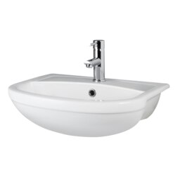 Round Ceramics Semi Recessed 1 Tap Hole Basin (Tap Not Included), 500mm - Balterley White