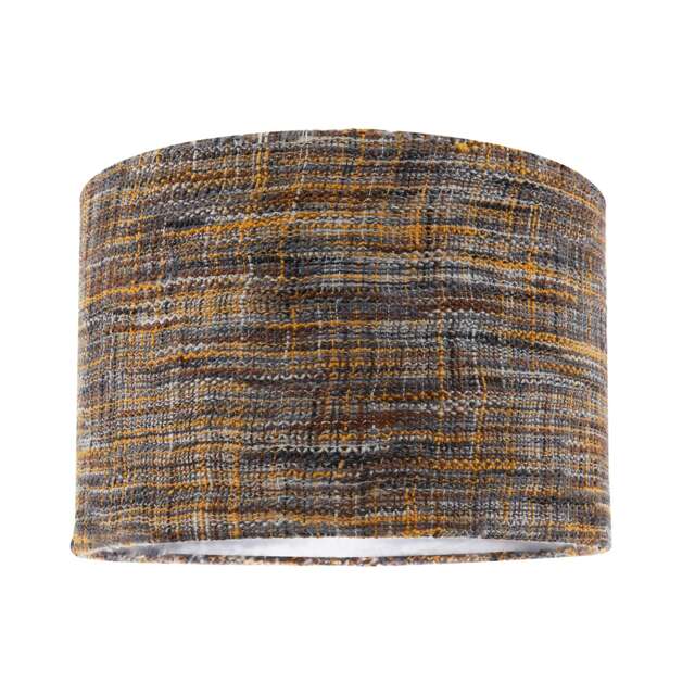 Vintage Lined Linen Fabric Lamp Shade in Mustard Burgundy and Grey Orange Orange 1