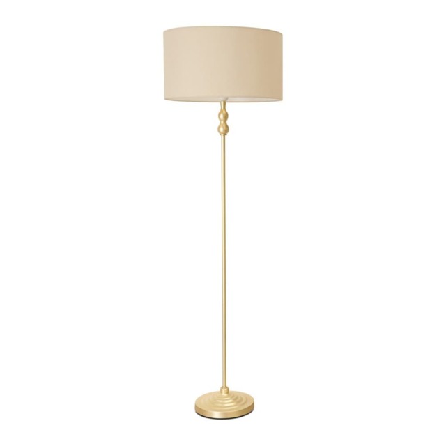 ValueLights Maggie Gold Candlestick Floor Lamp Cream Shade and Bulb