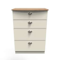 Albert 4 Drawer Deep Chest of Drawers in Cream Ash & Riviera Oak (Ready Assembled) Cream Cream Ash & Riviera Oak
