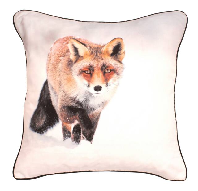 Adorable Bold Print Animal Cushion - 43cm x 43cm Orange Fox