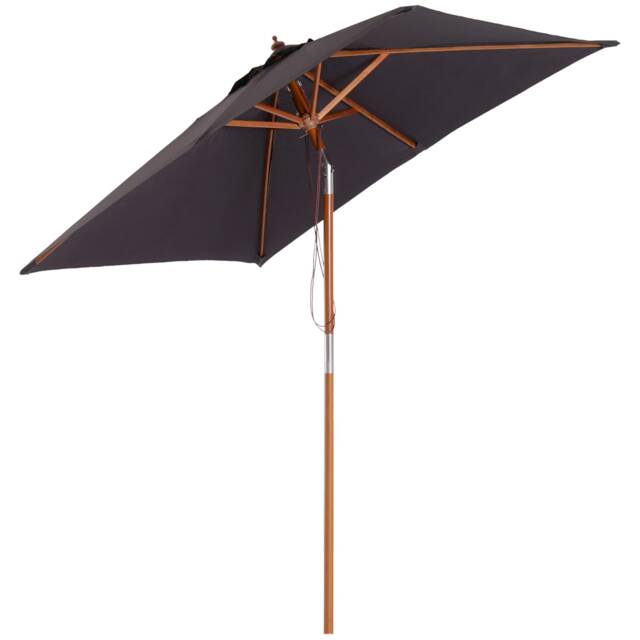 Outsunny Patio Umbrella Market Parasol Outdoor Sunshade Deep Grey
