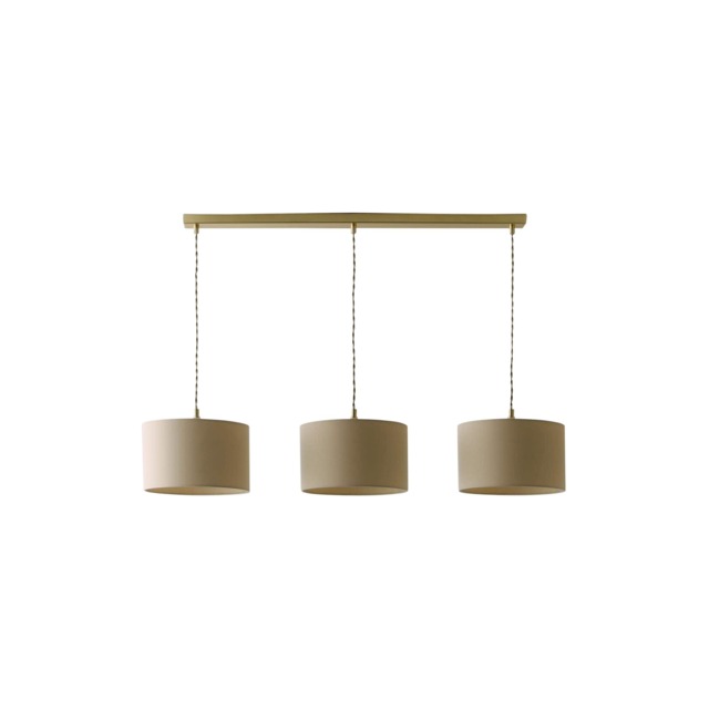 ValueLights Shaw Gold 3 Drop Bar Ceiling Pendant Cream Shades
