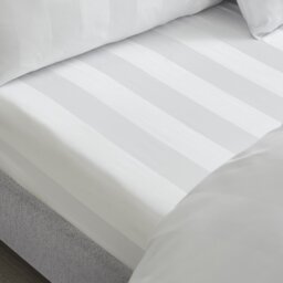 Catherine Lansfield So Soft Satin Stripe Fitted Sheet White Double