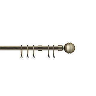 16 - 19mm Antique Brass Serrated Ball Metal Curtain Pole Set 170 - 300cm Bronze Bronze