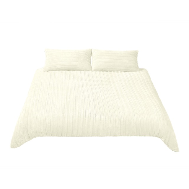 Living and Home 3Pcs Duvet Cover and Pillowcases Bedding Set, Super King- Off White White Super King