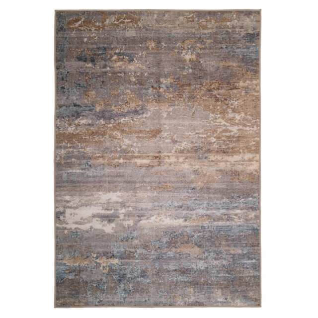 Abstract Design Cotton Chenille Rug Grey Beige Machine Washable 280cm x 380cm