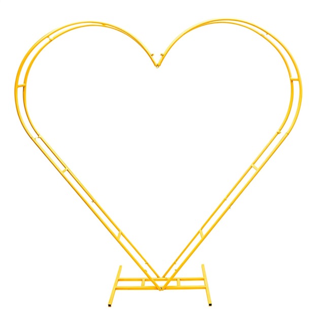 Dual Heart Arch Stand Party Decoration Balloon Metal Frame - 210x200x60CM