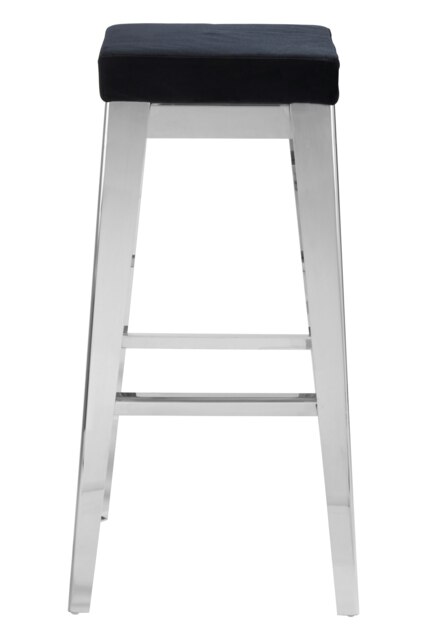 Silver Bar Stool For Patio-Black Velvet Counter Seat For Kitchen-Stainless Steel Bar Seat-Breakfast Stool Silver