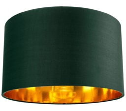"Contemporary Green Cotton 14"" Table/Pendant Lamp Shade with Shiny Copper Inner Green Forest Green 1"