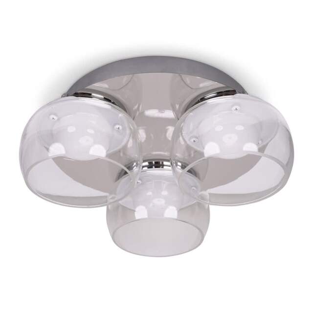 ValueLights Alissa Polished Chrome IP44 3 Way Clear Glass Integrated LED Ceiling Light Chrome