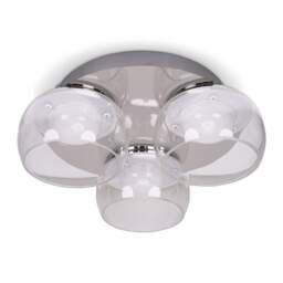 ValueLights Alissa Polished Chrome IP44 3 Way Clear Glass Integrated LED Ceiling Light Chrome