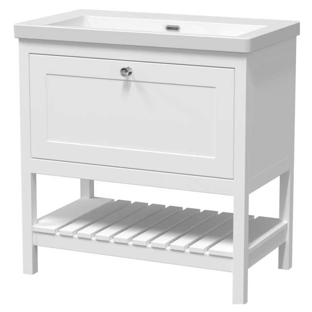 Balterley Coppenhall Contemporary 1 Drawer Floor Standing Vanity Unit, Pure White, 800mm