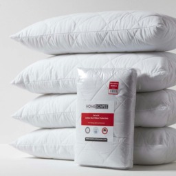 Homescapes Cotton Rich Quilted Pillow Protectors - 40 x 80 cm - Pack of 4 White