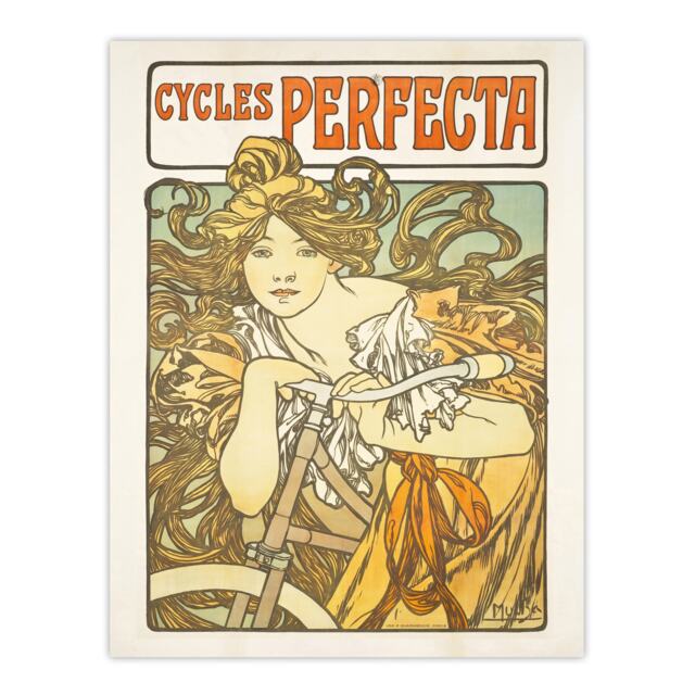 "Cycles Perfecta French Bike Advert Vintage Wall Art Print Mucha 24x32"""