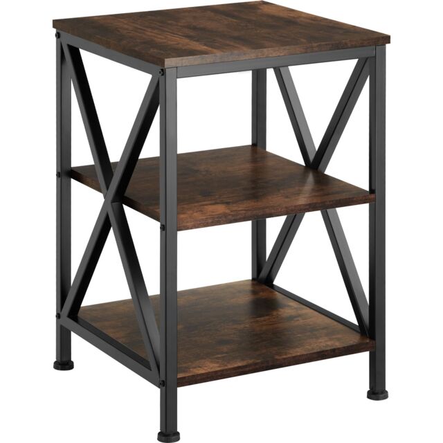 Bedside Table Nottingham - industrial style, with 3 shelves, 40.5 x 40.5 x 60.5 cm Brown Industrial wood dark, rustic 40,50 x 40,50 x 60,50 cm 1