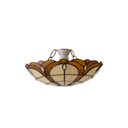 ValueLights Tiffany Pair Jewel Amber Stained Glass Ceiling Shades and Bulbs