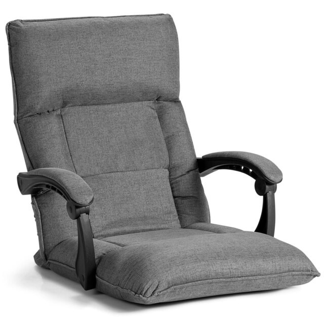 Gaming Floor Chair 14-Position Adjusting Lazy Sofa Grey Grey Chair