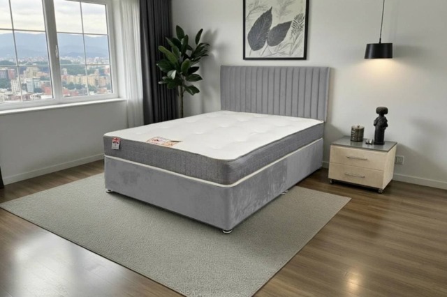 Emily Divan Bed, No Drawers + Sprung Memory Foam Mattress & Headboard