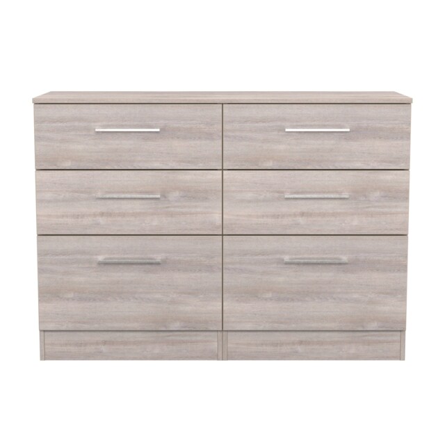Gloucester 6 Drawer Wide Chest of Drawers in Grey Oak (Ready Assembled) Grey Grey Oak