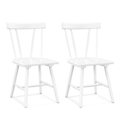COSTWAY Set of 2 Windsor Dining Chairs Wooden Side Chair White