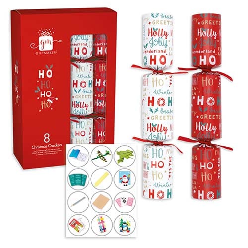 Christmas Phrases Red Crackers 30cm / 12 in - Pack of 8