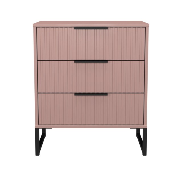 Menai 3 Drawer Midi Chest of Drawers in Kobe Pink (Ready Assembled) Pink Kobe Pink