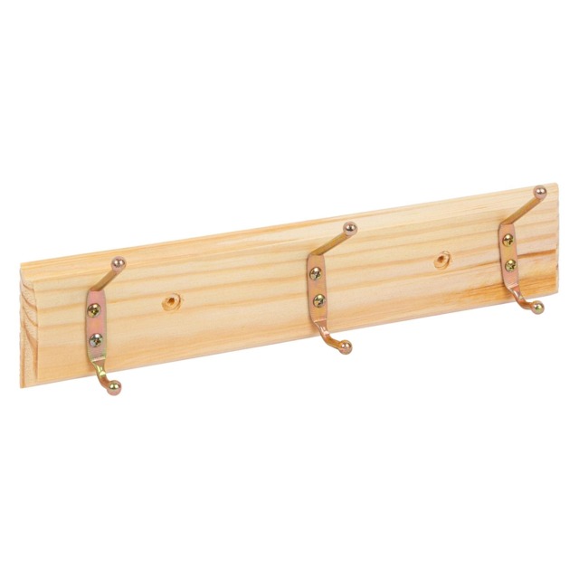 Ashley Wooden Wall-Mounted Coat Rack - 3 Hook - Pine Brown Pine One Size