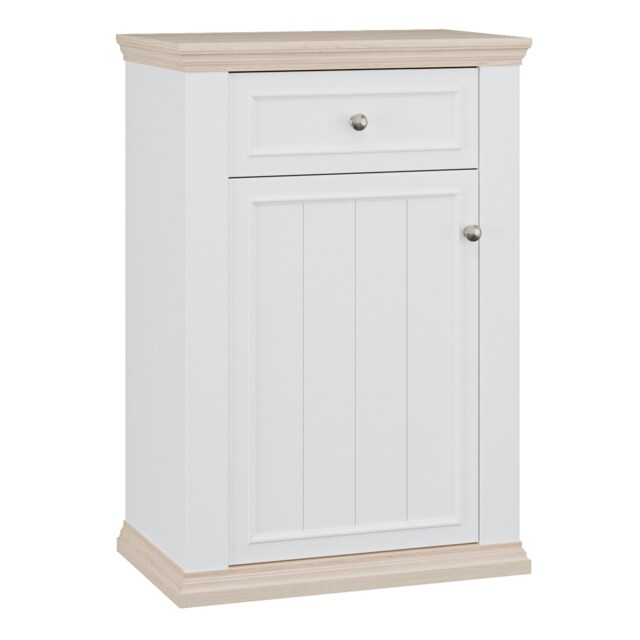 Pontypool Shoe Cabinet with Drawer in White and a Riva Oak