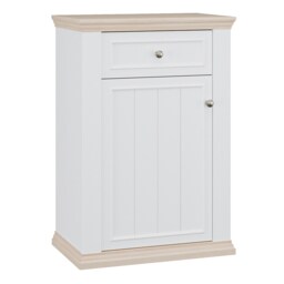 Pontypool Shoe Cabinet with Drawer in White and a Riva Oak