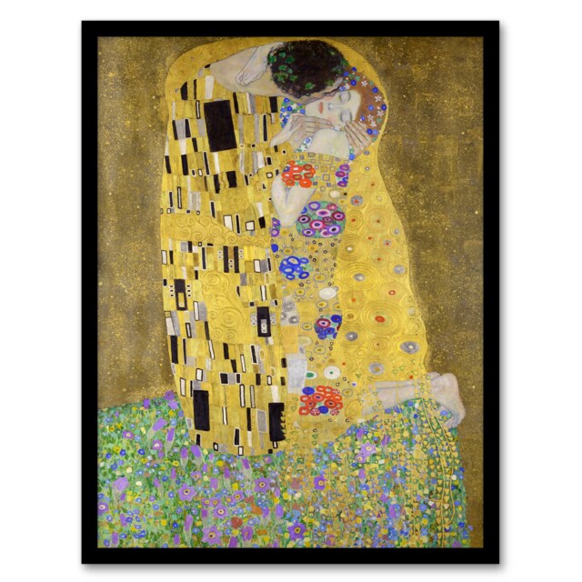 Gustav Klimt Framed Wall Art Print The Kiss Iconic Couple Painting Home Décor