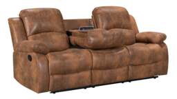 Faux Leather Suede Brown 3 Seater Manual Recliner Sofa VALENCIA
