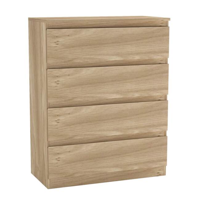 Minimalist Chest of 4 Drawers Brown Oak & Oak 1