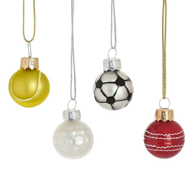Sass & Belle Christmas Mini Baubles Set of 4 Sports Balls