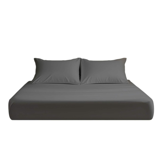 Microfibre Soft Touch Fitted Sheet 25cm Skirt Plain Dyed Bed Linen Grey Grey King