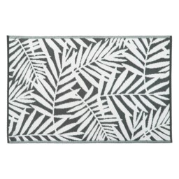 JVL Lightweight Reversible Plastic Woven Outdoor Rug, 133x190cm, Leaves Grey