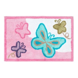 Homescapes Cotton Tufted Washable Butterfly Children Rug Pink Pink