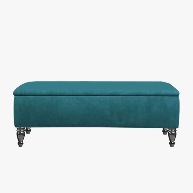 Lisbon Plain 120cm Ottoman Storage Bench - Plush Velvet Shoe Bench - Emerald Green Upholstery Footstool with Storage