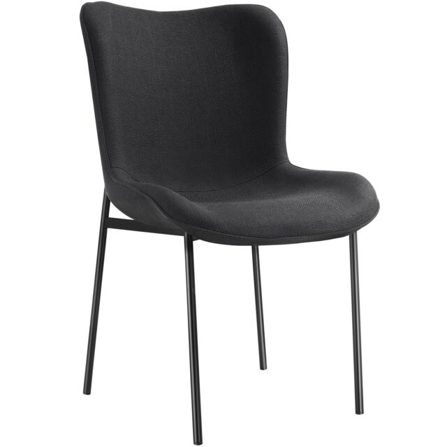 Dining Chair Tessa - ergonomic high backrest, slim steel legs, soft fabric Black Woven fabric black/black 1