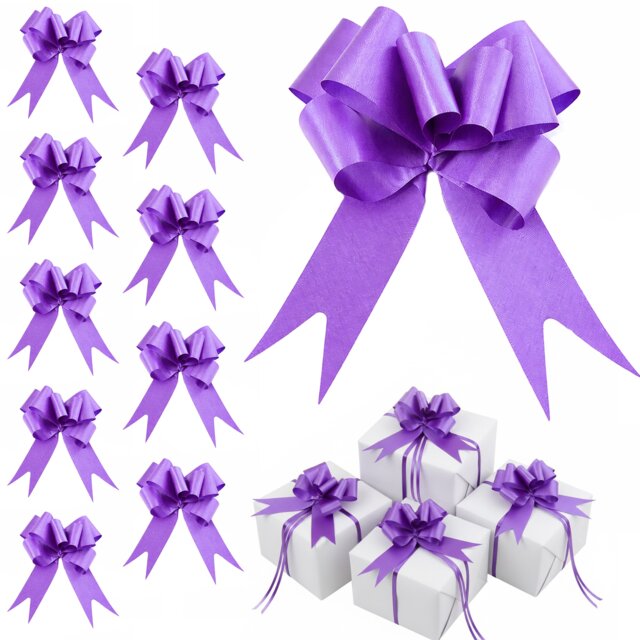 60pcs Purple 30mm/3cm Large Ribbon Pull Bows for Gift Wrapping, Hampers, Florist Bouquets, Wedding Cars and Party Décor Pullbow